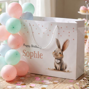 Girl's Birthday Cute Bunny  Large Gift Bag