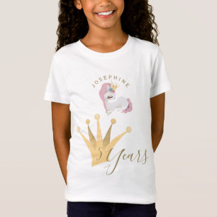 Girls birthday cute unicorn with gold crown T-Shirt