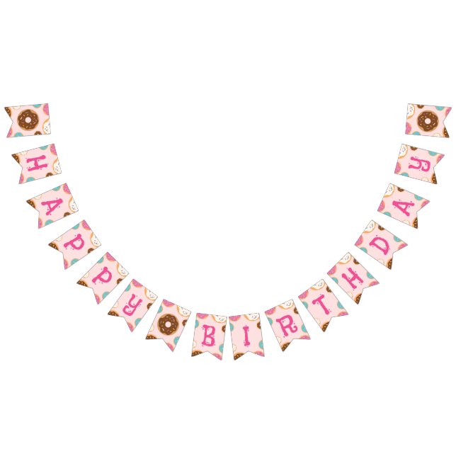 Girl's Birthday Doughnut Party - Party Flag Buntin (All)