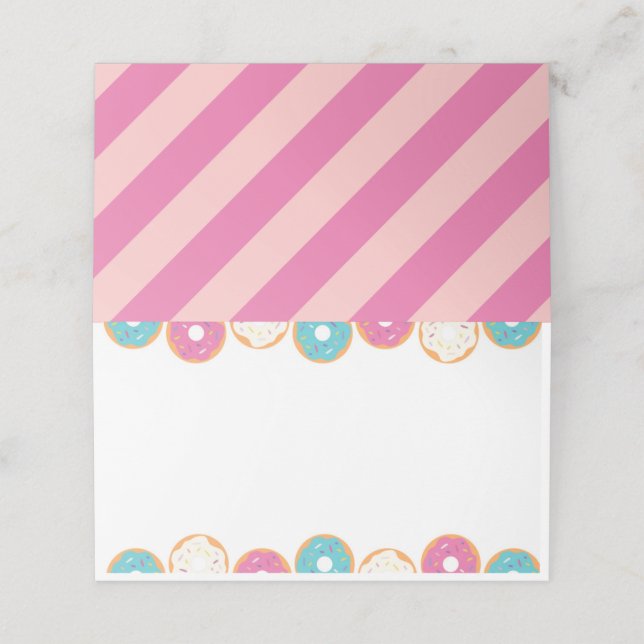 Girl's Birthday Doughnut Party - Tent Cards (Outside Unfolded)