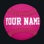 Girls Birthday gift idea custom name text pink<br><div class="desc">Create your unique Girls Birthday gift fuchsia pink cute custom name text Baseball adding your own personalised name, year, slogan, message or any text. Customisable cute baseball gift game for girls, female football players, women, mum, sister, daughter, girlfriend, cheerleaders, teen, teenager, baby girl, players, teammates, fans. Choose your favourite team...</div>