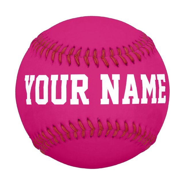 Girls Birthday gift idea custom name text pink Baseball (Front)