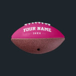 Girls Birthday gift idea custom pink mini football American Football<br><div class="desc">Create your unique Girls Birthday gift fuchsia pink mini football adding your own personalised name, year, slogan, message or any text. Customisable cute football gift game for girls, female football players, women, mum, sister, daughter, girlfriend, cheerleaders, teen, teenager, baby girl, players, teammates, fans. Choose your favourite team and use any...</div>