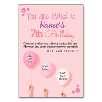 Girls Birthday Invitation Card Flat Card 