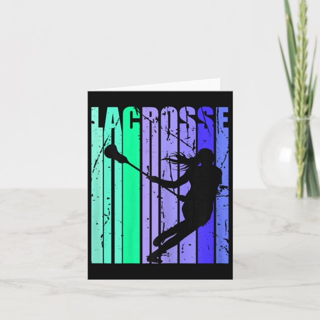 Girls Birthday Lacrosse Retro Sticks Lacrosse Desi Card (Front)