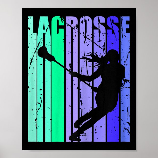 Girls Birthday Lacrosse Retro Sticks Lacrosse Desi Poster (Front)