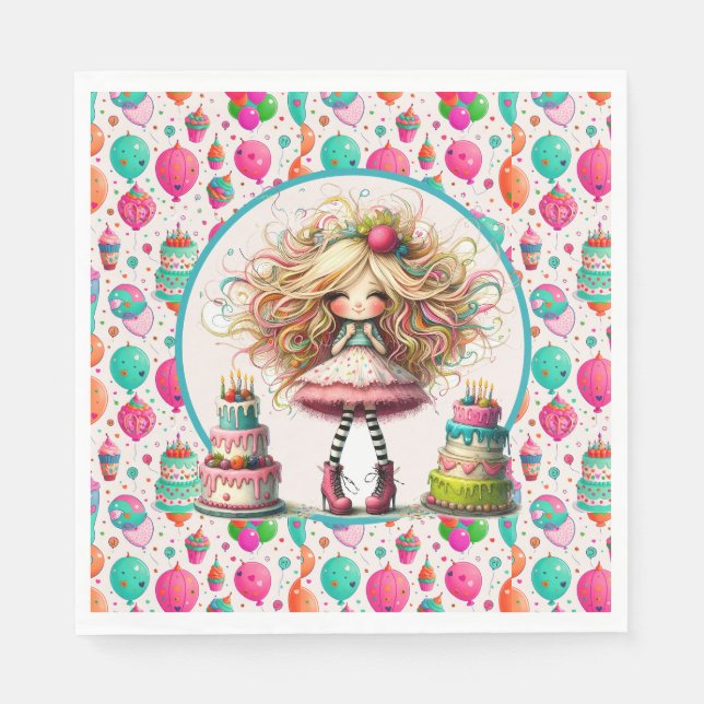 Girls Birthday  Napkin (Front)