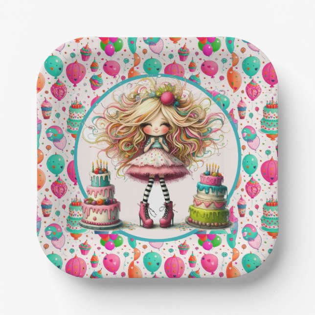 Girls Birthday  Paper Plate (Front)