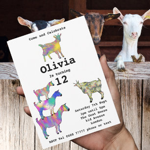 Girls Birthday Party Colourful Cute Goats Funny