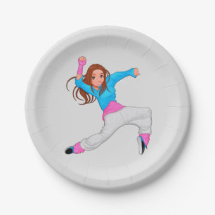 Girl's birthday party cute hip hop dancer paper plate