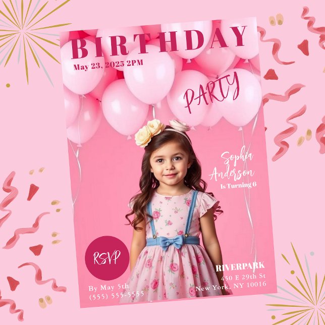 Girls Birthday Party Magazine Cover Invitation (Girls Birthday Party Magazine Cover Invitation)