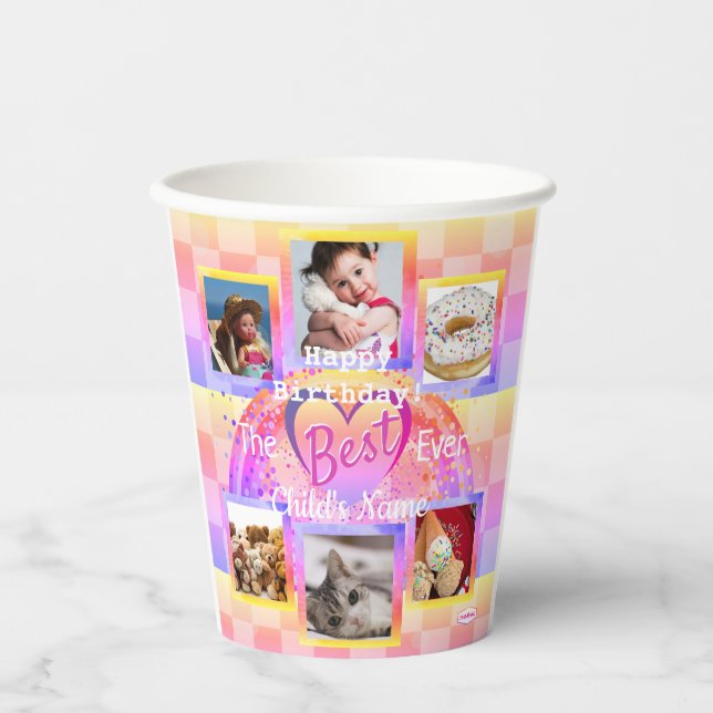 Girl's Birthday Party Photo Paper Cup HAMbWG (Front)