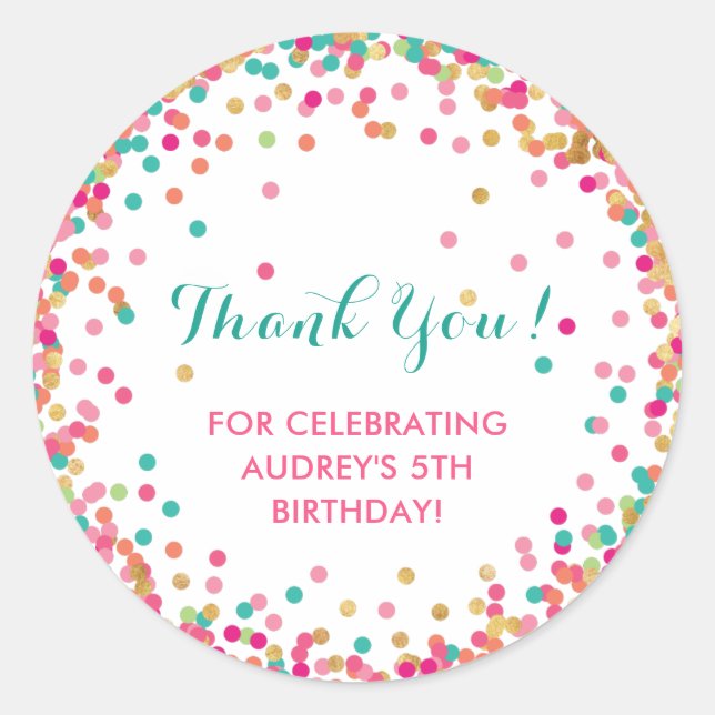 Girl's Birthday Party Thank You Stickers (Front)