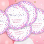 Girl's Birthday Party Thank You Stickers<br><div class="desc">Birthday Party Thank You Stickers with personalised text and colourful confetti around the edge.  Confetti colours are pink,  purple,  lilac and lavendar.  Perfect stickers for girl's birthday theme!</div>