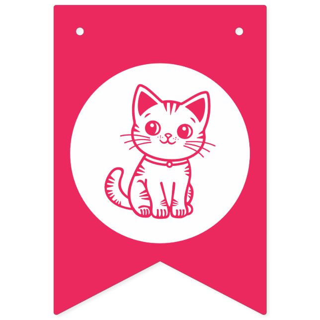 Girl's birthday party with custom colours kitten bunting  (Sixteenth Flag)