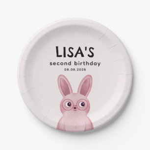 Girl's birthday party with pink baby bunny paper plate