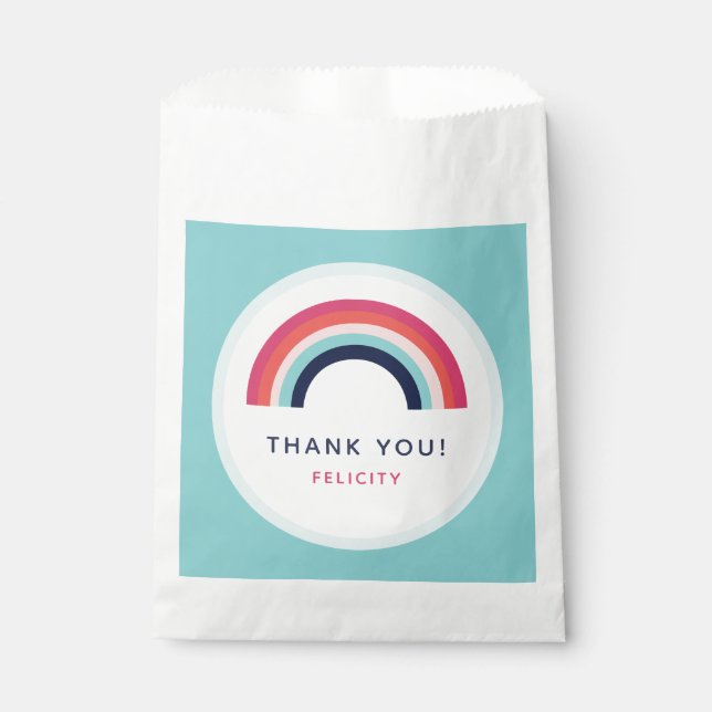 Girls Birthday Personalised Name Age Pink Blue Favour Bags (Front)