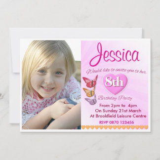 Girls Birthday Pink Party Photo Invitation