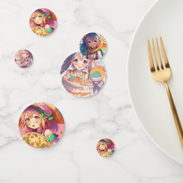 Girl's Birthday Pizza Party Anime Themed Confetti (Group)
