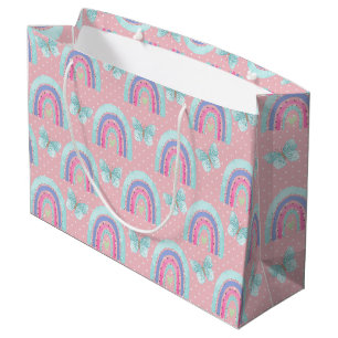 Girls Birthday Rainbows Butterflies & Polka Dots   Large Gift Bag