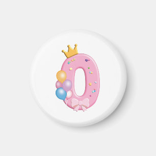 Girls Birthday Shirt Number 0 Pink Doughnut Theme Magnet