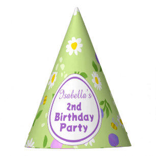 Girls birthday summer party hat pink flowers