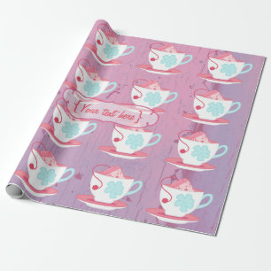 Girl's Birthday Tea Party Shabby-Chic Personalised Wrapping Paper