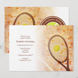 girls birthday tiny hearts tennis party invitation