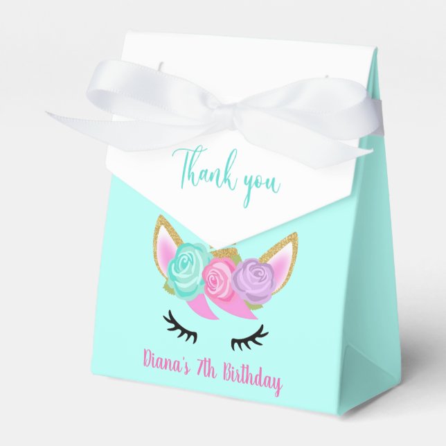 Girl's Birthday Unicorn Favour Box (Front Side)