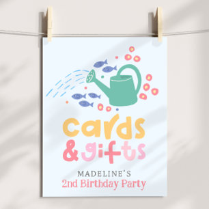 Girls Birthday Watering Can Floral Cards and Gifts Poster