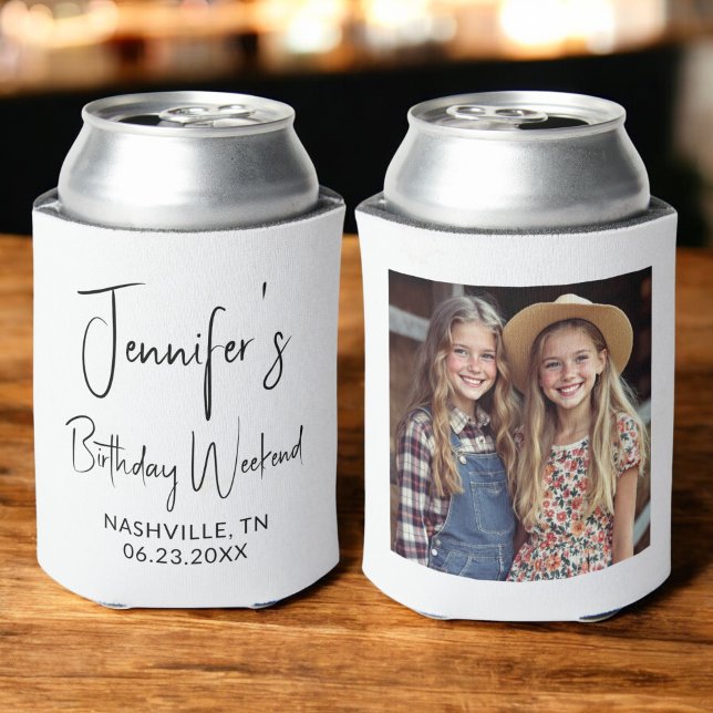 Girls Birthday Weekend Personalised Photo Can Cooler (Creator Uploaded)