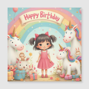 Girl's Birthday with Unicorns & Rainbow