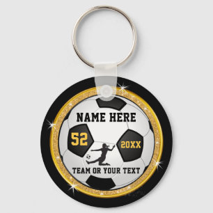 Girls Black and Gold Personalised Soccer Keychains