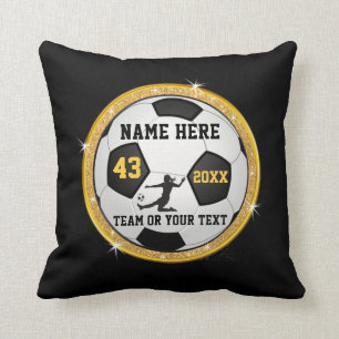 Girls Black Gold Senior Night Gifts for Soccer Cushion