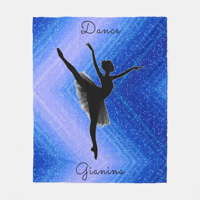 Girls Blue Dazzle Ballerina Dance Fleece Blanket (Front)