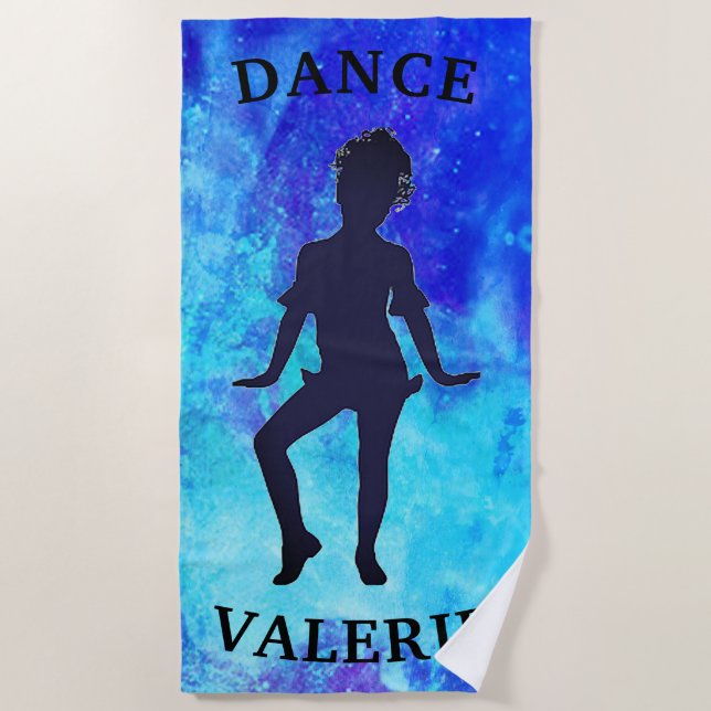 Girls Blue Galaxy Dance Beach Towel (Front)