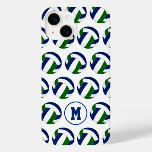 girls blue green volleyballs pattern  Case-Mate iPhone 14 case