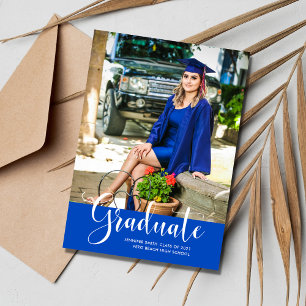 Girl's Blue Photo Graduation Photo Party Announcement
