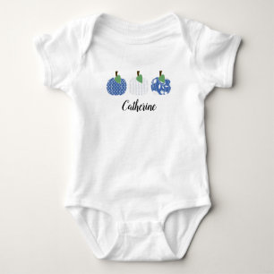 Girls Blue Pumpkin Trio  Baby Bodysuit