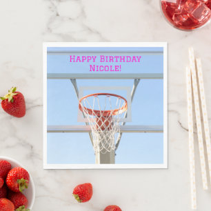 Girls Blue Sky Birthday Party Basketball Hoop Napkin