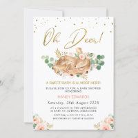 Girls Blush Floral Oh Deer Deer Fawn Baby Shower