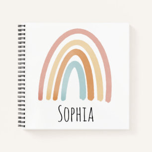 Girls Boho and Pink Rainbow Kids School Notebook