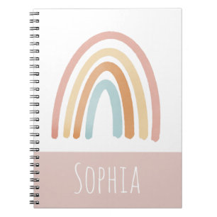 Girls Boho and Pink Rainbow Kids School Notebook
