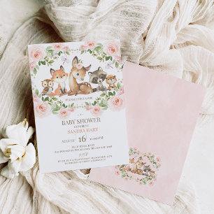 Girls Boho Floral Woodland Baby Shower Invitation