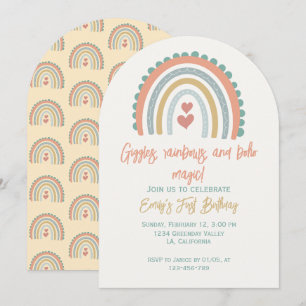 Girl's Boho Rainbow Dreams Pale Yellow Invitation