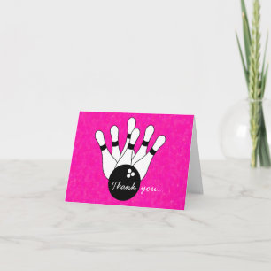 Girls Bowling Thank You Note Card