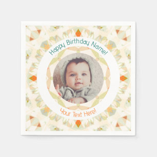 Girls Boys Autumn Fall Happy Birthday Custom Photo Napkin