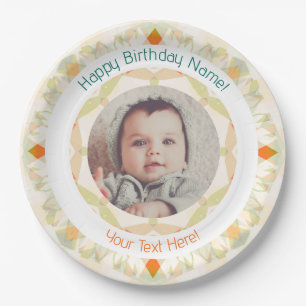 Girls Boys Autumn Fall Happy Birthday Custom Photo Paper Plate