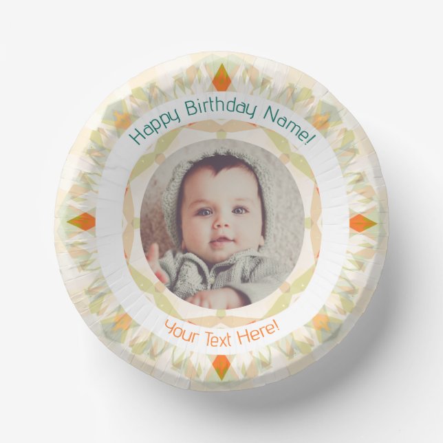 Girls Boys Autumn Fall Happy Birthday Custom Photo Paper Plate (Front)