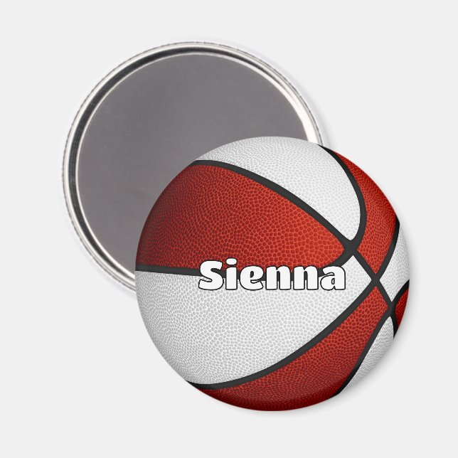 girls boys basketball red team colours magnet (Front/Back)